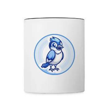 Jay Bird Blau Kawaii Cartoon Figur Clipart Haustier - Tasse zweifarbig - Weiß/Schwarz - Vorne