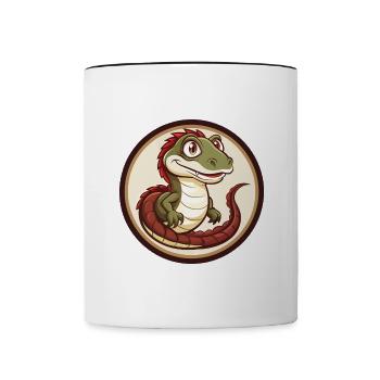 basilic coloré kawaii personnage de dessin animé clipart - Mug contrasté - blanc/noir - Devant