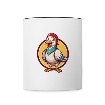 Taube Lustige Kawaii Cartoon Clipart Tier Haustier - Tasse zweifarbig - Weiß/Schwarz - Vorne