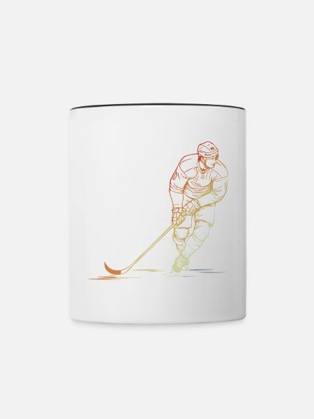 Retro Eishockeyspieler - Tasse zweifarbig - Weiß/Schwarz