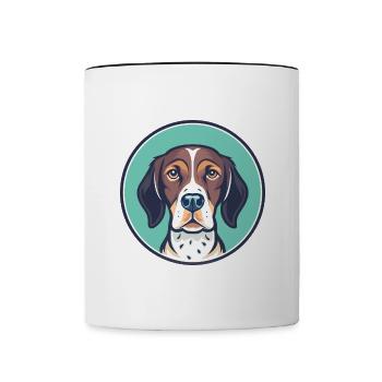 Alt Dänisch Pointer Hund Rasse Karikatur Kawaii - Tasse zweifarbig - Weiß/Schwarz - Vorne