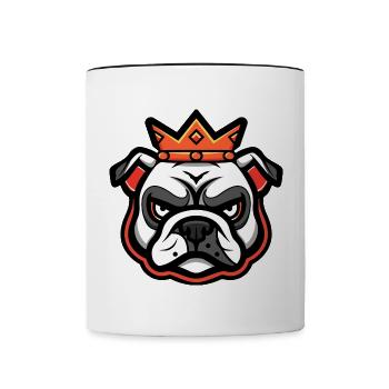 Couronne de chien bouledogue - Mug contrasté - blanc/noir - Devant