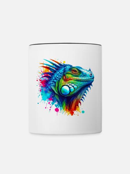 Leguan - Tasse zweifarbig - Weiß/Schwarz