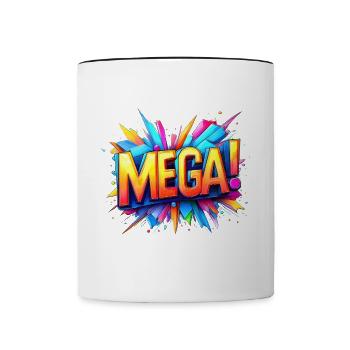 mega 3d text colorful - Contrasting Mug - white/black - Front