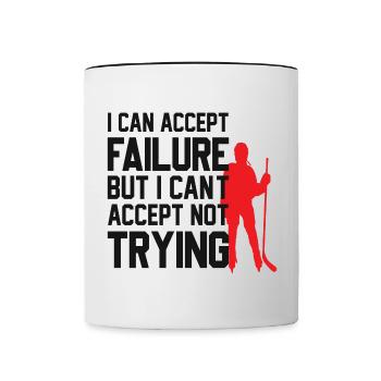 Cool ice hockey design with motivational saying - Contrasting Mug - white/black - Front