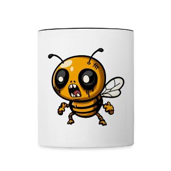 Biene Halloween Zombie - Tasse zweifarbig - Weiß/Schwarz - Vorne