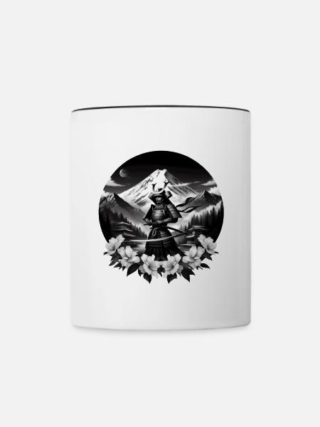 Fuji Samurai Krieger - Tasse zweifarbig - Weiß/Schwarz