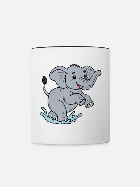 Elefant - Tasse zweifarbig - Weiß/Schwarz