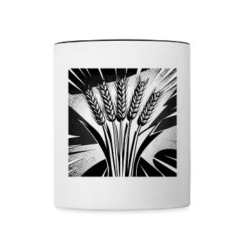 5 grain ears of wheat - Contrasting Mug - white/black - Front