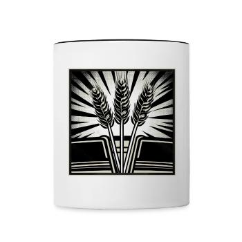 3 ears of grain wheat - Contrasting Mug - white/black - Front