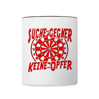 Dartscheibe - Suche Gegner, keine Opfer - Tasse zweifarbig - Weiß/Schwarz - Vorne