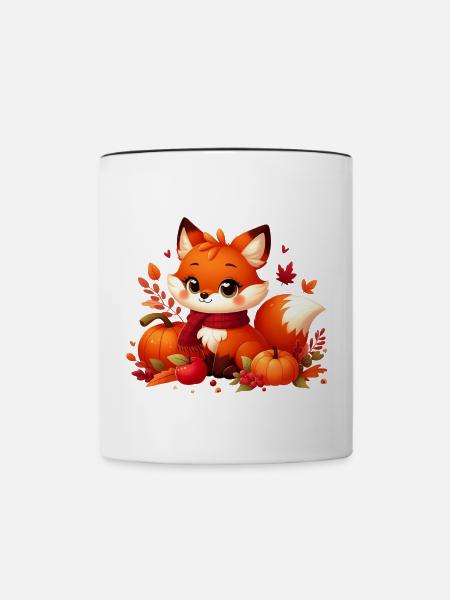 Fuchs Herbst 2 - Tasse zweifarbig - Weiß/Schwarz