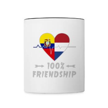 Ecuador und Niederlande 100% Freundschaft - Tasse zweifarbig - Weiß/Schwarz - Vorne