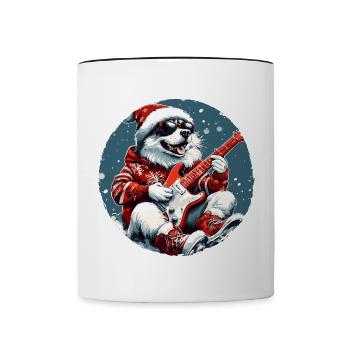 Husky Dog Noël Rocker Guitare - Mug contrasté - blanc/noir - Devant