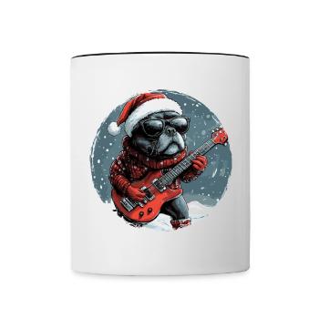 Staffordshire Bull Terrier Hund Weihnachten Rocker - Tasse zweifarbig - Weiß/Schwarz - Vorne