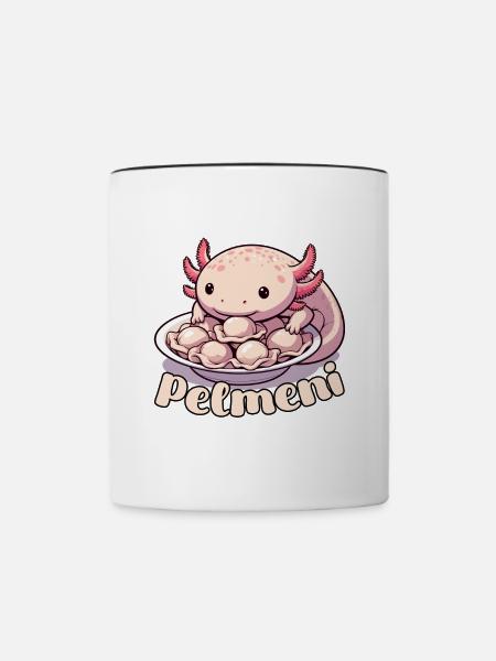 Axolotl Pelmeni süß Geschenk - Tasse zweifarbig - Weiß/Schwarz