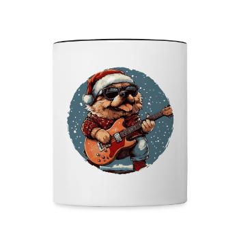 Chow Chow Hund Weihnachten Rocker Gitarre - Tasse zweifarbig - Weiß/Schwarz - Vorne