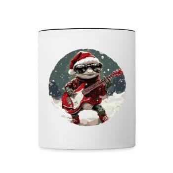 Lézard Noël Rocker Guitare Lizard Gecko - Mug contrasté - blanc/noir - Devant