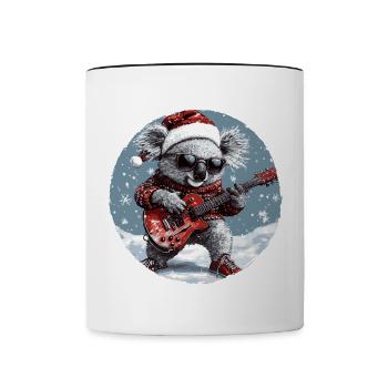 Guitare Rocker de Noël Koala - Mug contrasté - blanc/noir - Devant
