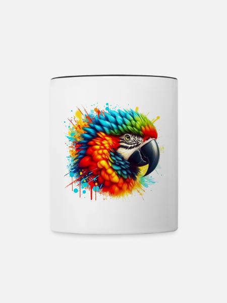 Papagei - Tasse zweifarbig - Weiß/Schwarz