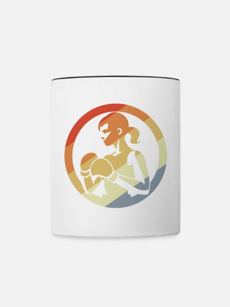 Retro Boxerin - Tasse zweifarbig - Weiß/Schwarz