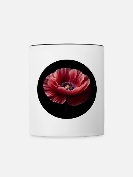 Mohnblume fotorealistisch - Tasse zweifarbig - Weiß/Schwarz