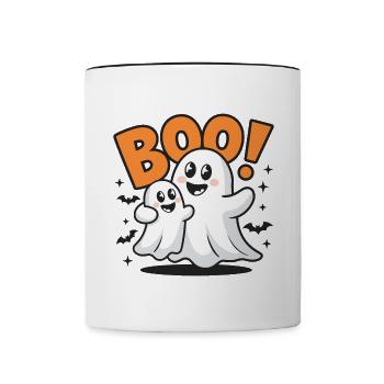 2 Lustige Geister Halloween Boo - Tasse zweifarbig - Weiß/Schwarz - Vorne