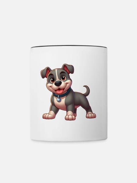 Pitbull (Pitbull) - Tasse zweifarbig - Weiß/Schwarz