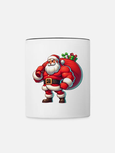 Weihnachtsmann Muskel Mann - Tasse zweifarbig - Weiß/Schwarz