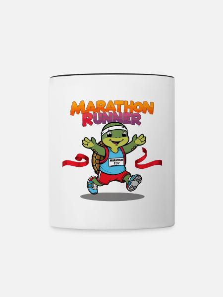 Schildkröte Marathonläufer - Tasse zweifarbig - Weiß/Schwarz