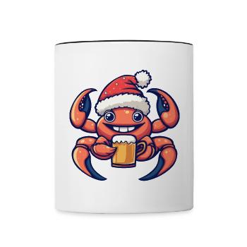 crabe crabe bière de Noël drôle - Mug contrasté - blanc/noir - Devant
