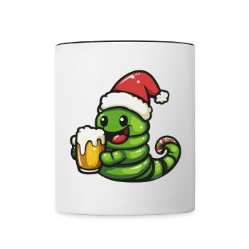 Worm Bière de Noël Drôle - Mug contrasté - blanc/noir - Devant