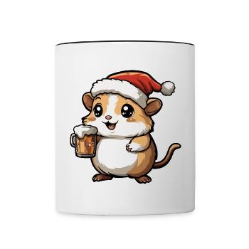 Hamster Christmas Beer Funny - Contrasting Mug - white/black - Front