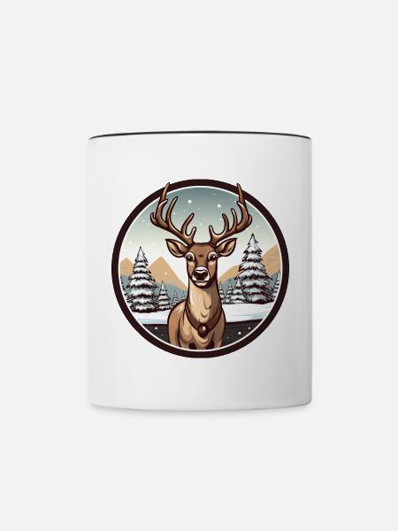 Hirsch im Winter - Tasse zweifarbig - Weiß/Schwarz