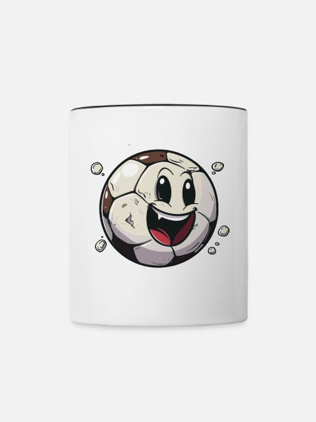 Fußball im Comic Stil - Tasse zweifarbig - Weiß/Schwarz