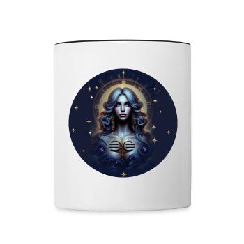 Cercle d’étoiles de la déesse du clair de lune - Signe du zodiaque Balance - Mug contrasté - blanc/noir - Devant