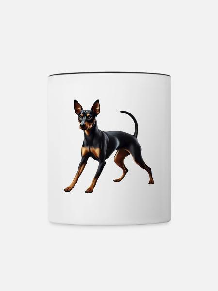 Hund Pinscher - Tasse zweifarbig - Weiß/Schwarz