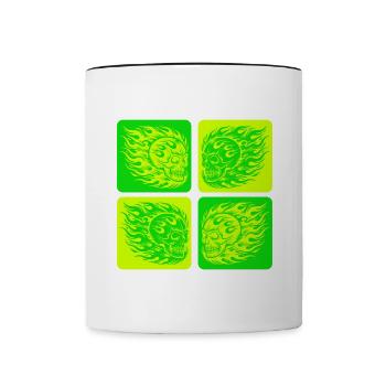Flaming Skull – Biker & Rocker Style - Contrasting Mug - white/black - Front