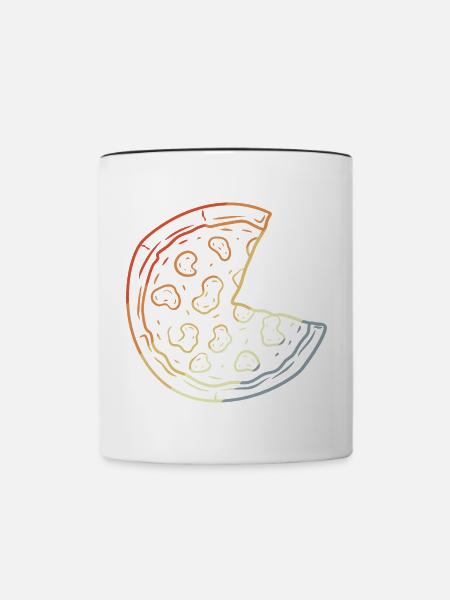 Pizza Line Art Retro - Tasse zweifarbig - Weiß/Schwarz