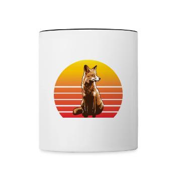 Fuchs Retro - Tasse zweifarbig - Weiß/Schwarz - Vorne