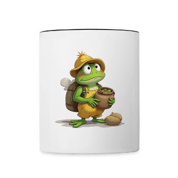 Green Jump: Frog Farmer - Tasse zweifarbig - Weiß/Schwarz - Vorne