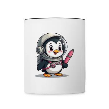 Galactic Waddle: Penguin Astronaut - Tasse zweifarbig - Weiß/Schwarz - Vorne