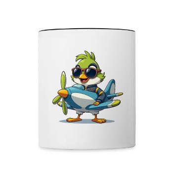 Sky Squawk: Bird Pilot - Tasse zweifarbig - Weiß/Schwarz - Vorne