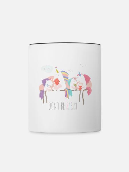 Einhorn don't be basic statement - Tasse zweifarbig - Weiß/Schwarz