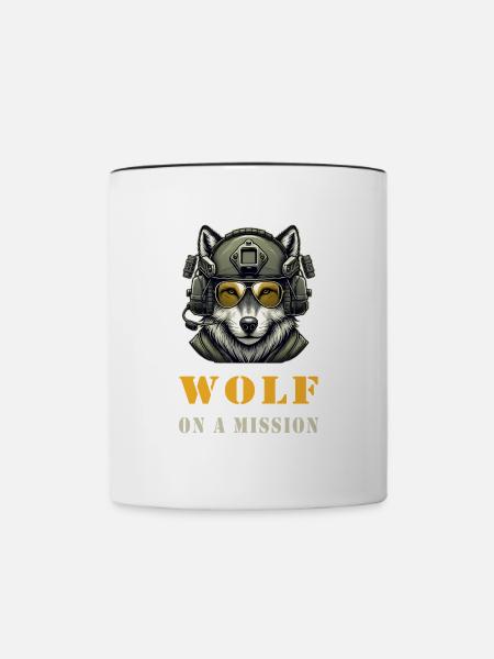 Wolf in Mission - Tasse zweifarbig - Weiß/Schwarz