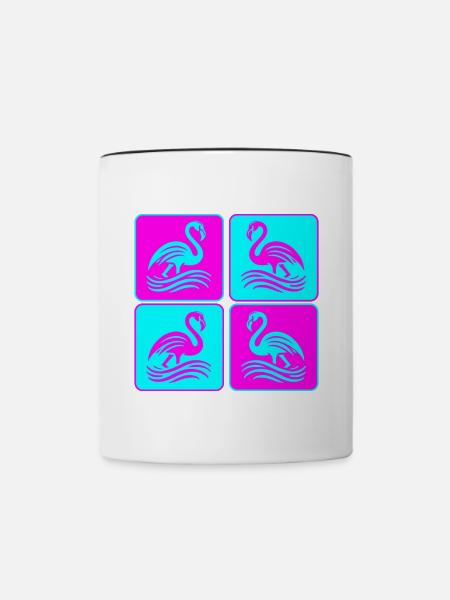 Flamingo Wellen Pop Art - Tasse zweifarbig - Weiß/Schwarz