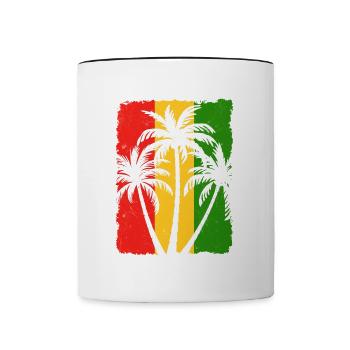 Tropische Sonnenuntergangspalmen-Silhouette - Tasse zweifarbig - Weiß/Schwarz - Vorne
