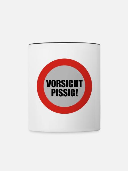 Vorsicht pissig - Tasse zweifarbig - Weiß/Schwarz
