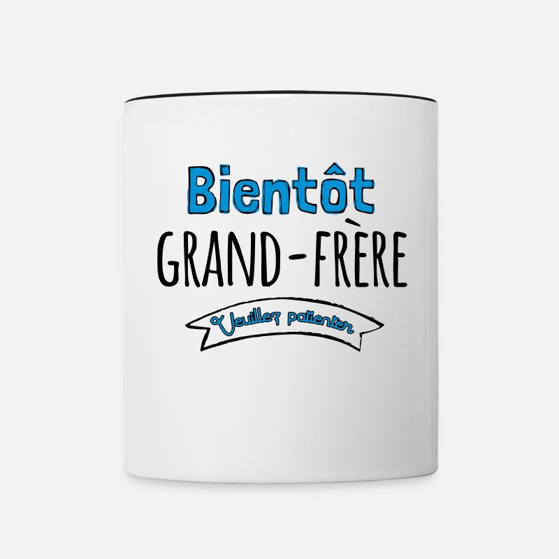 Bientot grande frere - cadeau - Mug contrasté - blanc/noir