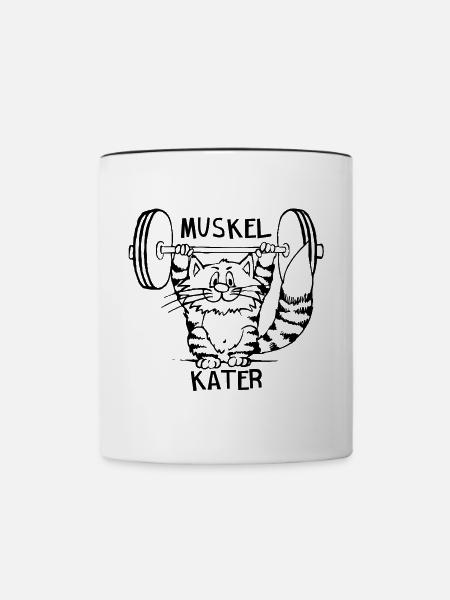 Muskel Kater Geschenk - Tasse zweifarbig - Weiß/Schwarz